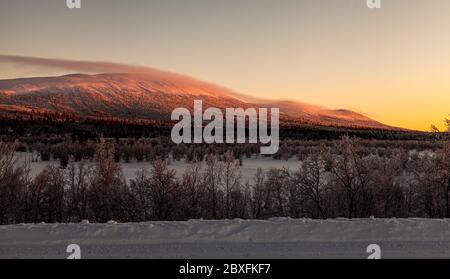 Karesuvanto in Finnland und Karesuando in Schweden, Lappland, Nordfinnland, Transun-Feiertage Stockfoto