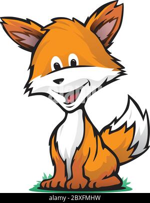 Cute Fox Cartoon Isolierte Vektor Illustration Stock Vektor