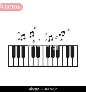 Piano Day, Tastatur und Tasten. Musikalisches Symbol Symbol für Notensystem und Musik Notiz transparent Hintergrund Welle Banner. Disco Liebe Herz Sound Noten. eps10 Stock Vektor