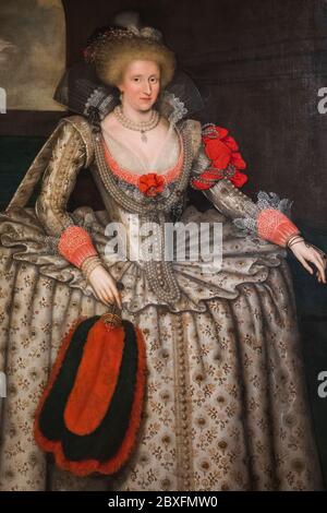 Porträt der Anne von Dänemark von Marcus Gheeraerts der Jüngere datiert 1611 Stockfoto