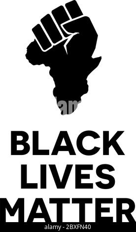 Geballte Faust mit Afrika-Kontinent-Symbol. Poster „Black Lives Matter“ Stock Vektor