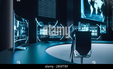 Kontrollzentrum, Kommandozentrale, Cyber-Sicherheit Stockfoto