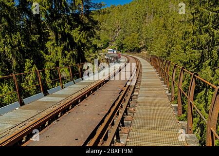 Die Ziemestalbrücke ein altes Stahlbahnviadukt in Thüringen Stockfoto