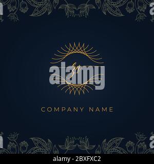 Elegantes Luxus Initial Letter ZN Logo. Dieses Logo-Symbol mit abstrakten abgerundeten dünnen geometrischen Form in floralen Hintergrund integrieren. Das sieht luxuriös aus Stock Vektor