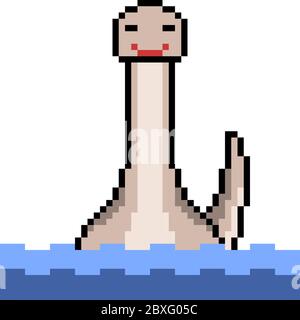 vektor Pixel Kunst loch Ness Monster Stock Vektor