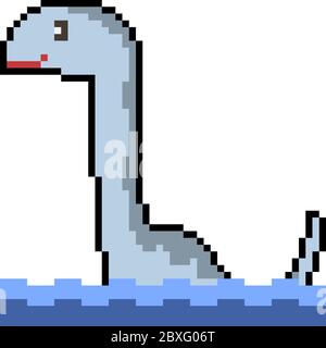 vektor Pixel Kunst loch Ness Monster Stock Vektor