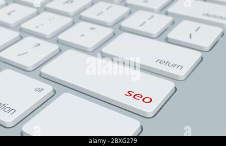 Computer-Tastatur mit seo-Wort-Taste Stockfoto