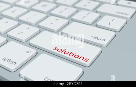 Computertastatur mit Worttaste Lösungen Stockfoto
