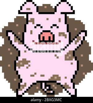 vektor Pixel Kunst pig isoliert Stock Vektor