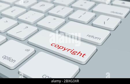 Computertastatur mit Copyright-Wortschlüssel Stockfoto