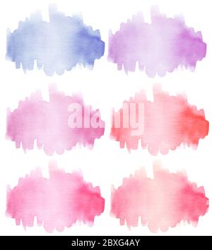 Wasserfarben auf weißem Hintergrund isoliert. Handgezeichnete Textur Stockfoto