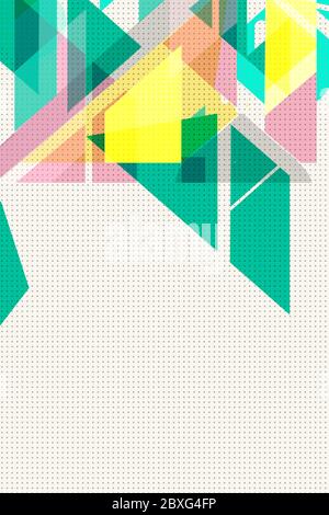 Flache geometrische Abdeckungen. Farbenfrohe Moderne. Einfache Formen Zusammensetzung Formen Dreiecke und Diagonalen, Konzept Hintergründe für Anzeigen oder Drucke, CO Stockfoto