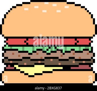 vektor Pixel Art Burger isoliert Stock Vektor