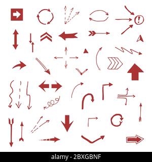 Handgezeichneter Pfeil gesetzt. Vektorgrafik. Stock Vektor