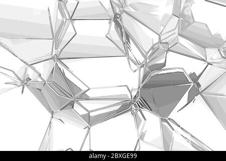 Zusammenfassung Hintergrund von Polygonen. Schattierungen von grau Textur auf weißem Hintergrund. Stockfoto