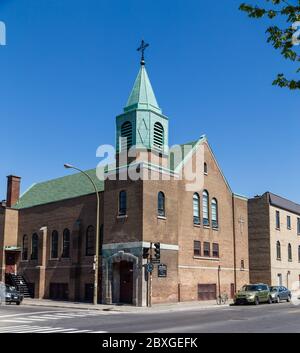 MONTREAL KANADA - 17. MAI 2015: Die Außenwelt der Sankt Bonifatius Kirche in Montreal während des Tages. Stockfoto