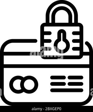 Symbol für gesicherte Kreditkarte, Umriss-Stil Stock Vektor