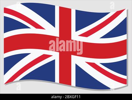 Winkende Flagge von Großbritannien Vektorgrafik. Winkende britische Flagge Illustration. Britische Landesflagge wavin im Wind ist ein Symbol der Freiheit A Stock Vektor