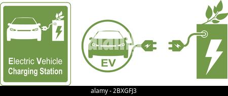 Logo / Symbol / Vorlage Für Ladestation Für Elektrofahrzeuge Stock Vektor