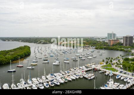 Luftaufnahme Dinner Key Marina Miami Coconut Grove Stockfoto