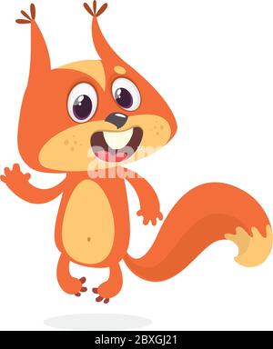 Niedlichen Cartoon Eichhörnchen winken Pfote. Vektorgrafik Illustration mit einfachen Verläufen. Stock Vektor