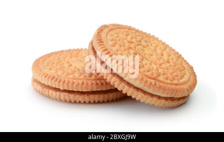 Zwei frische Kekse isoliert auf weiß. Stockfoto