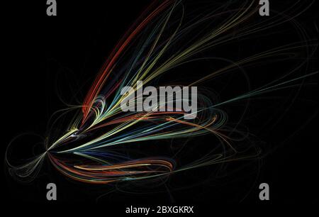 Fraktal Bild: Fancy abstrakte Zeichnung, schwarzen Hintergrund. Stockfoto