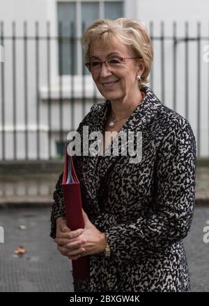 Andrea Leadsom, Abgeordnete, Ministerin für Wirtschaft, Energie und Industriestrategie, Politikerin der britischen Konservativen Partei, in Downing Street, London Stockfoto