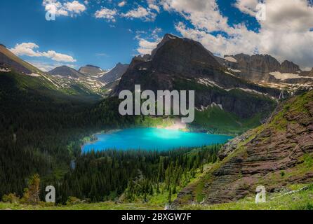 Grinnell Lake Blick vom Grinnell Glacier Trail Stockfoto