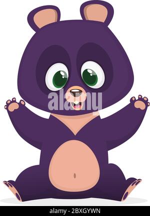 Lustige Cartoon Himalaya Bär geben eine Umarmung. Große Sammlung von Cartoon Waldtiere. Vektorgrafik für Kinderbuch Stock Vektor