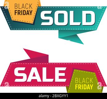 Black friday verkauft und Verkauf Banner oder Etiketten für Marketing-Promotion. Vektorgrafik isoliert auf weißem Hintergrund. Perfekt für die Werbung Stock Vektor