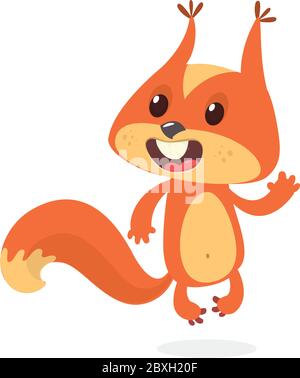Niedliche Cartoon Eichhörnchen in verspielter Stimmung. Vektorgrafik. Stock Vektor