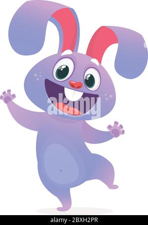 Cartoon glücklich Kaninchen mit großen Ohren. Waldtiere. Vektorgrafik Stock Vektor