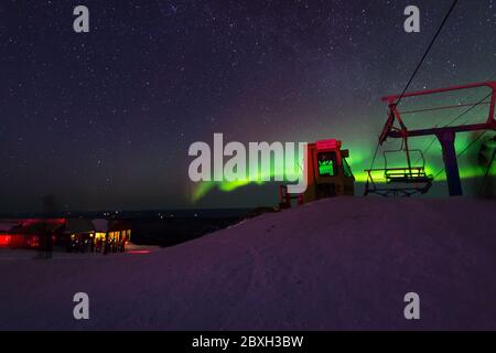 Nordlicht, Aurora Borealis, tanzen über Fairbank Alaska Stockfoto