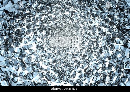 Gesprungenes Glas, abstrakter Hintergrund, 3D-Rendering. Digitale Computerzeichnung. Stockfoto