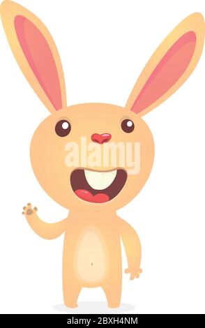 Cartoon Ostern Kaninchen winken. Osterhäschen Vektor-Illustration Stock Vektor
