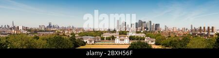 Panoramabild von London vom Greenwich Observatory aus Stockfoto