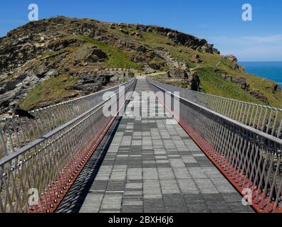 Tintagel Castle New Bridge, Tintagel, Cornwall, Großbritannien Stockfoto