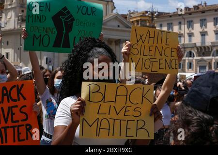 Roma, Italien. Juni 2020. Rom, Piazza del Popolo, Manifestation der Bewegung "Black Lives Matter" Quelle: SPP Sport Press Foto. /Alamy Live News Stockfoto