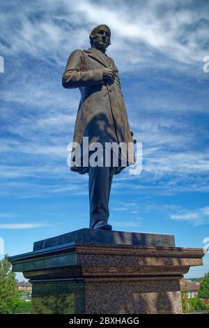 Großbritannien, South Yorkshire, Barnsley, Locke Park, Joseph Locke Statue Stockfoto