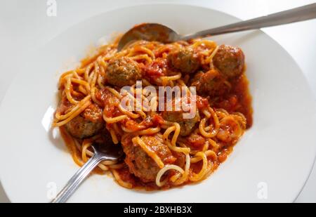 Spaghetti und Fleischbällchen Stockfoto