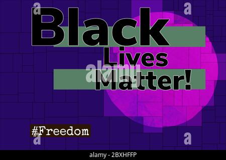 Schwarz lebt Materie Text auf lila und violett vintage geometrische Hintergrund Stockfoto