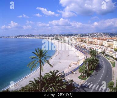 Stadt & Promenade des Anglais aus Tour Bellanda Lookout, Nizza, Côte d ' Azur Alpes-Maritimes, Provence-Alpes-Côte d ' Azur, Stockfoto