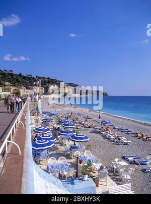 Opera Plage Bar und Restaurant, Promenade des Anglais, Nizza, Côte d'Azur, Alpes-Maritimes, Provence-Alpes-Côte d'Azur, Frankreich Stockfoto