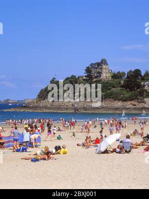 Plage de l’Écluse, Dinard, Ille-et-Vilaine, Bretagne, Frankreich Stockfoto