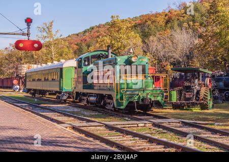 Eureka Springs und North Arkansas Railway Depot, historische historische historische Eisenbahnverbindung, in Eureka Springs, Arkansas. Stockfoto