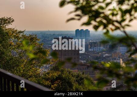 Luftaufnahme der Stadt Brescia von der mittelalterlichen Burg Stockfoto