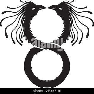 Phönix Symbol der Unbegrenztheit und Ouroboros (Emblem des Todes und der Wiedergeburt) Stock Vektor