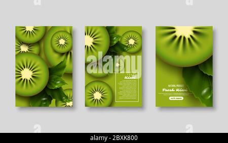 Kiwi-Poster in Scheiben geschnitten. Stock Vektor