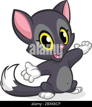 Cartoon Hexe schwarze Katze Illustration. Vektor isoliert Stock Vektor